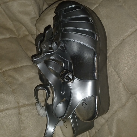 Wanted Shoes Silver Platform Jelly Sandals Poshmark